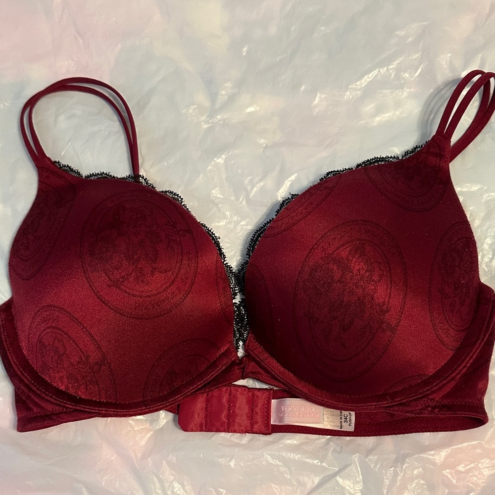 Victoria's Secret Deep Red Bra with Black Lace